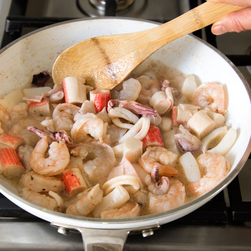 seafood in skillet