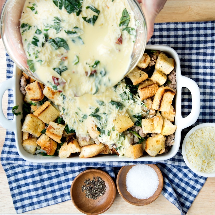 spread bread in dish