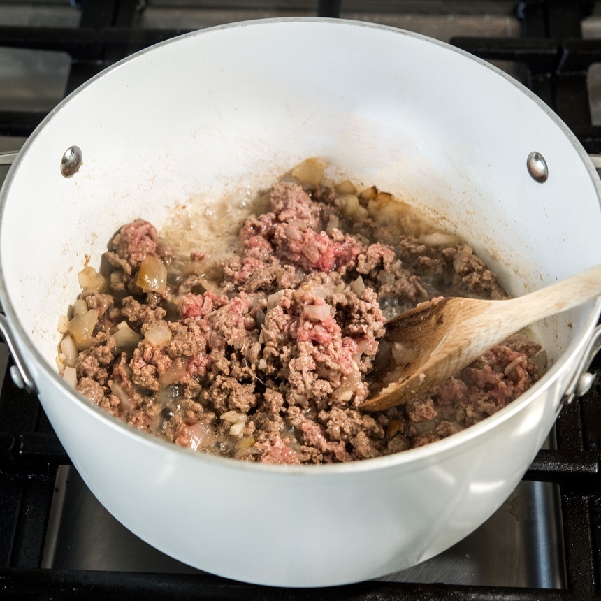 cook onions and beef