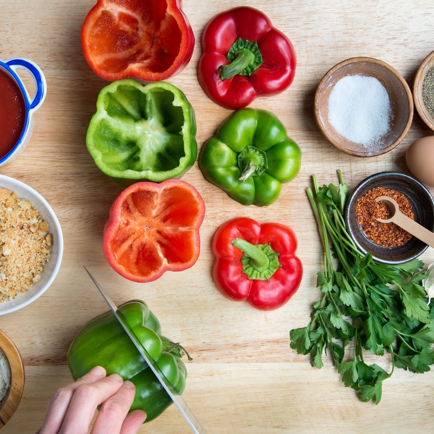 cut tops off peppers