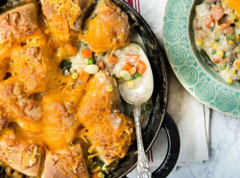 Veggie Pot Pie With Cheesy Topping