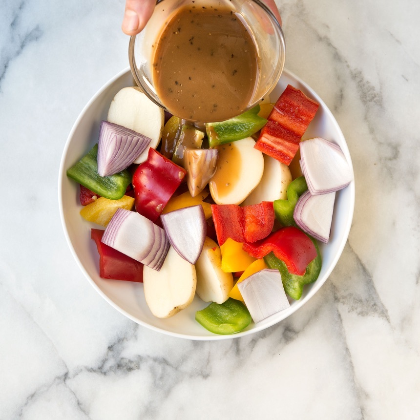 marinate potatoes and peppers