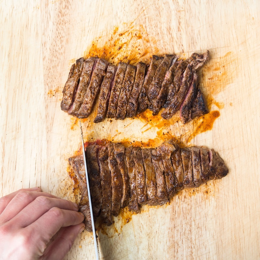 slice the steak