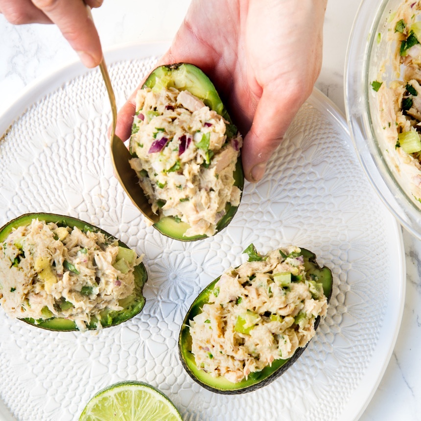 spoon into avocados