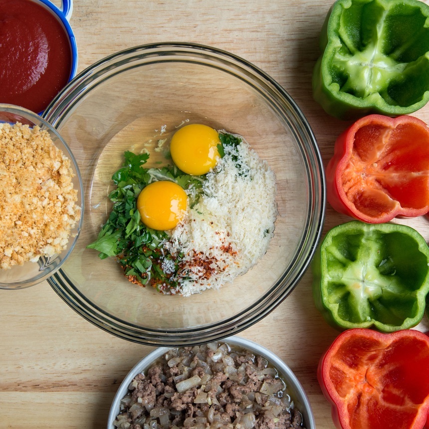 stir together bread crumbs