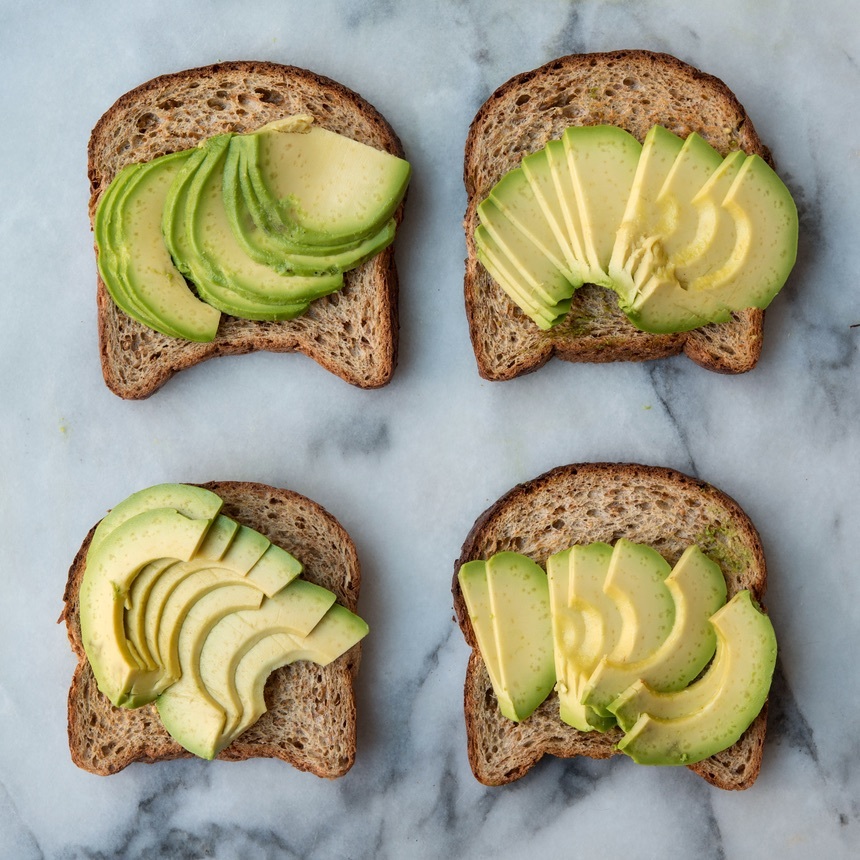 arrange avocado on bread