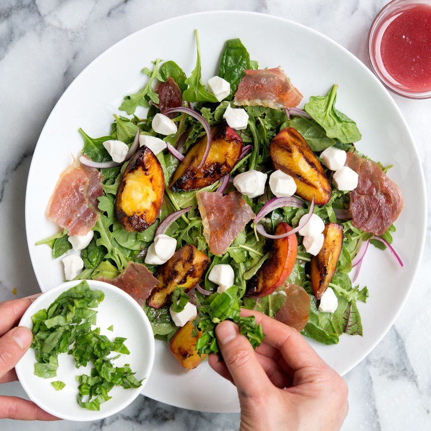 arrange peaches on platter