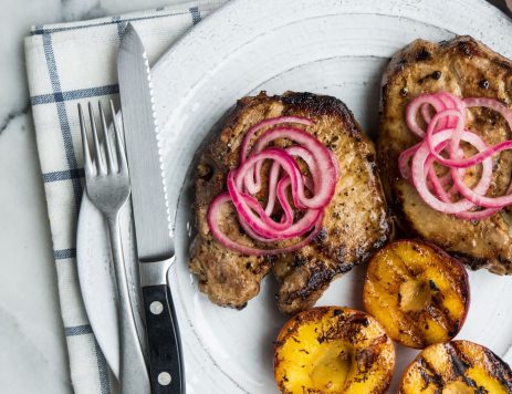 Pan-Roasted Pork Chops With Balsamic Grilled Peaches