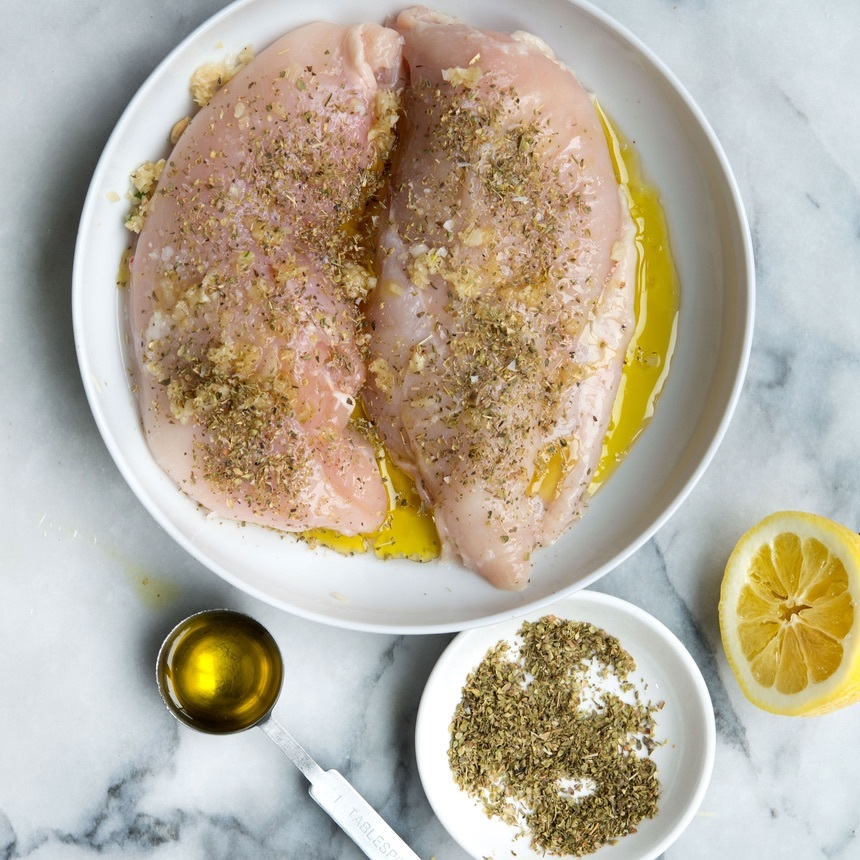 place chicken in bowl