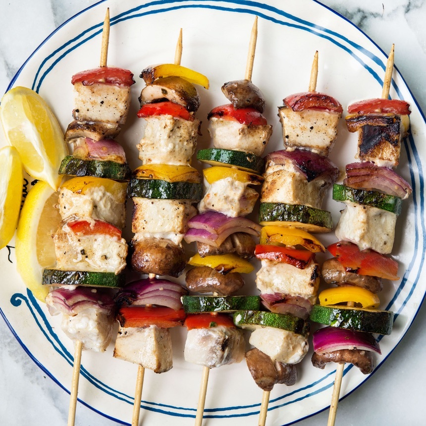 serve skewers with lemon