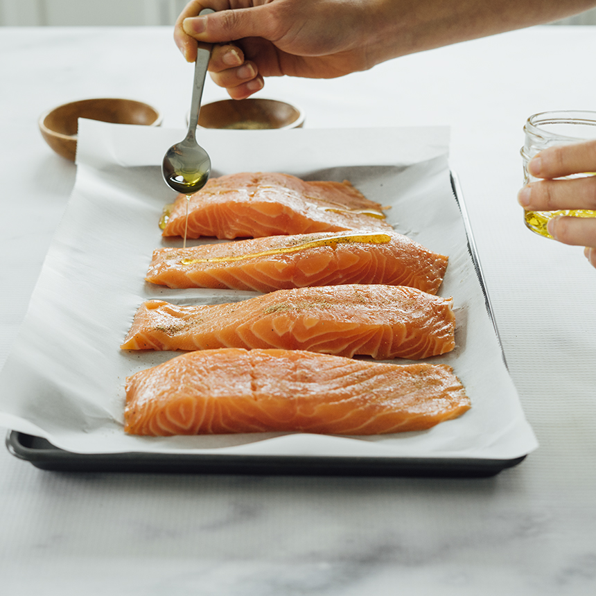 Baked Salmon Quinoa Bowl Step1