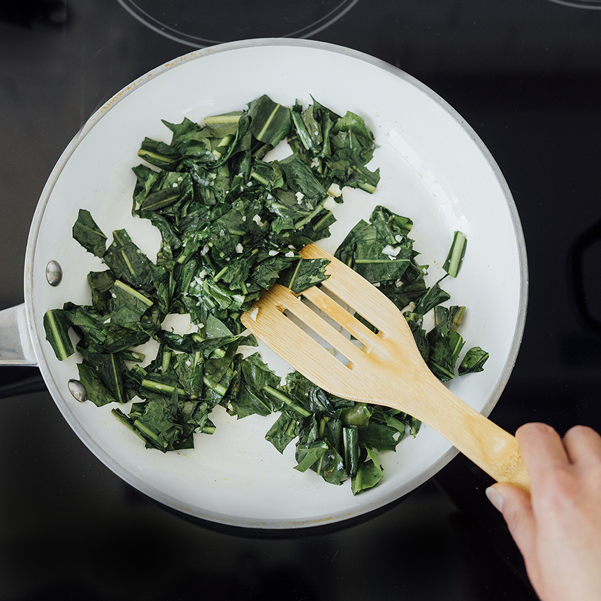 Lox Benedict with Dandelion Greens Step1