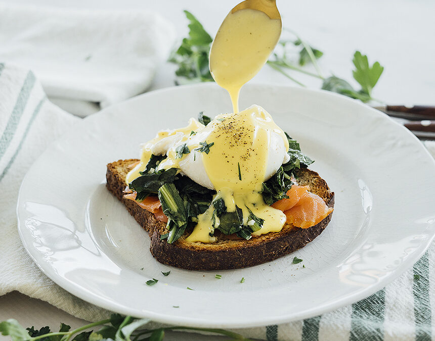 Lox Benedict with Dandelion Greens Step5