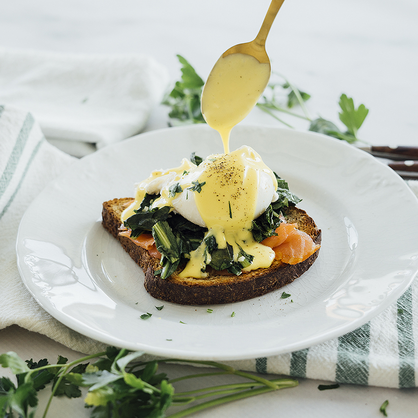 Lox Benedict with Dandelion Greens Step5
