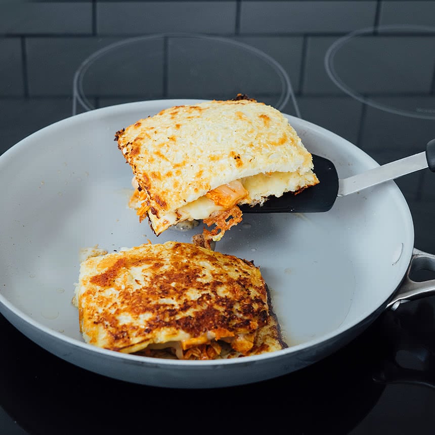 Buffalo Chicken Grilled Cheese with Cauliflower Crust Step5