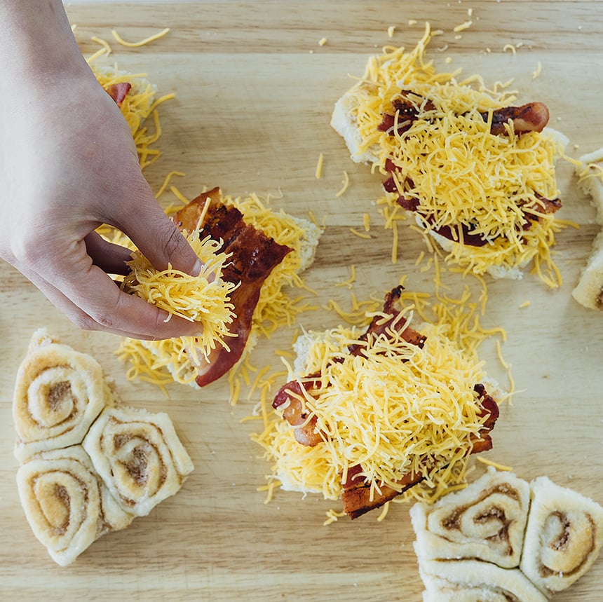 Cheddar Bacon Cinnamon Roll Grilled Cheese Step3