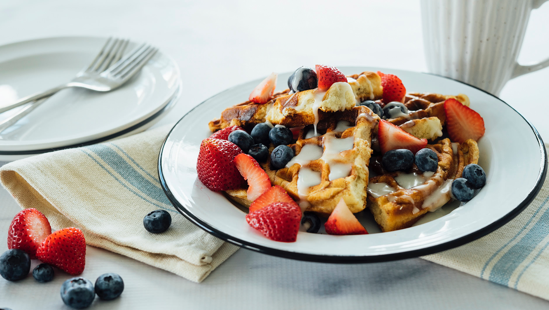 Cinnamon Roll Waffles Hero