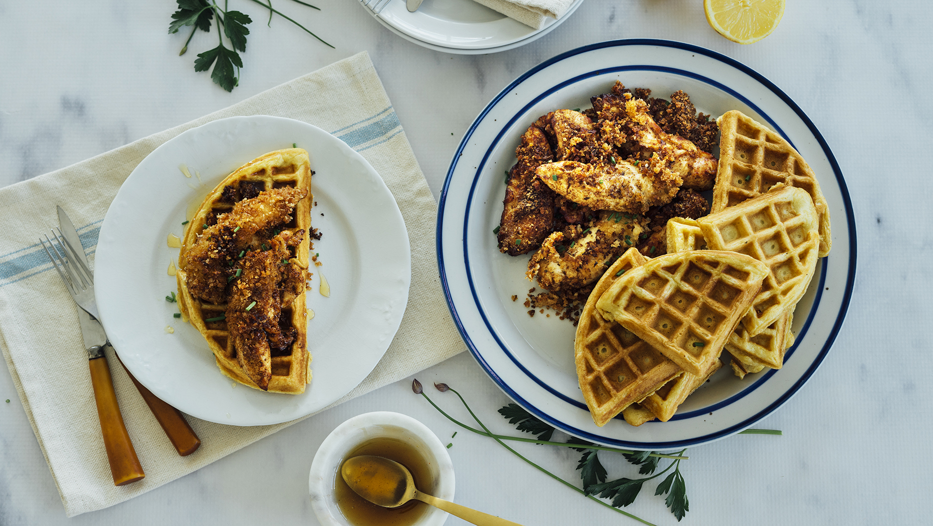 Chicken and Waffles with Spicy Honey Glaze HeroA