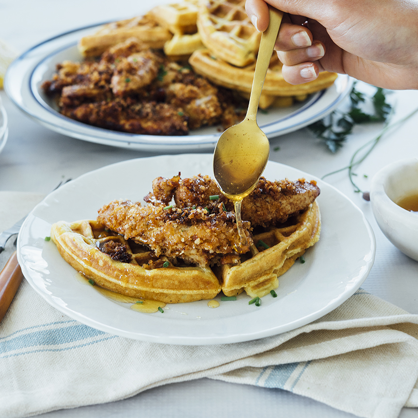 Chicken and Waffles with Spicy Honey Glaze Step5