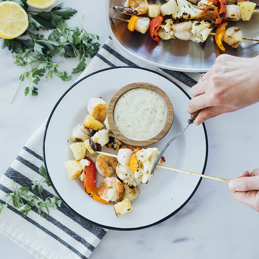 Seafood Cauliflower Pineapple Skewers Step4