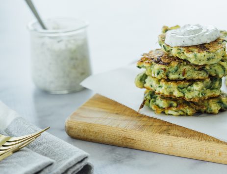 Zucchini Fritters with Dill Veggie Dip