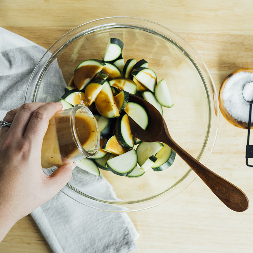 Gnocchi with Balsamic Zucchini and Poached Egg Step1