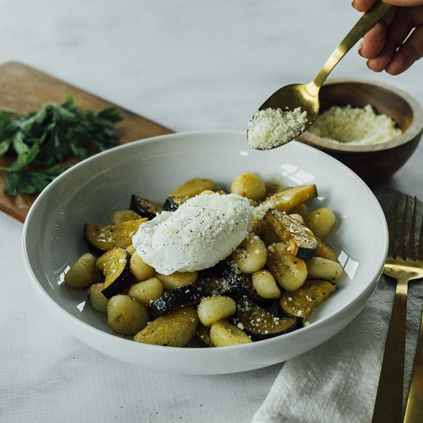 Gnocchi with Balsamic Zucchini and Poached Egg Step5