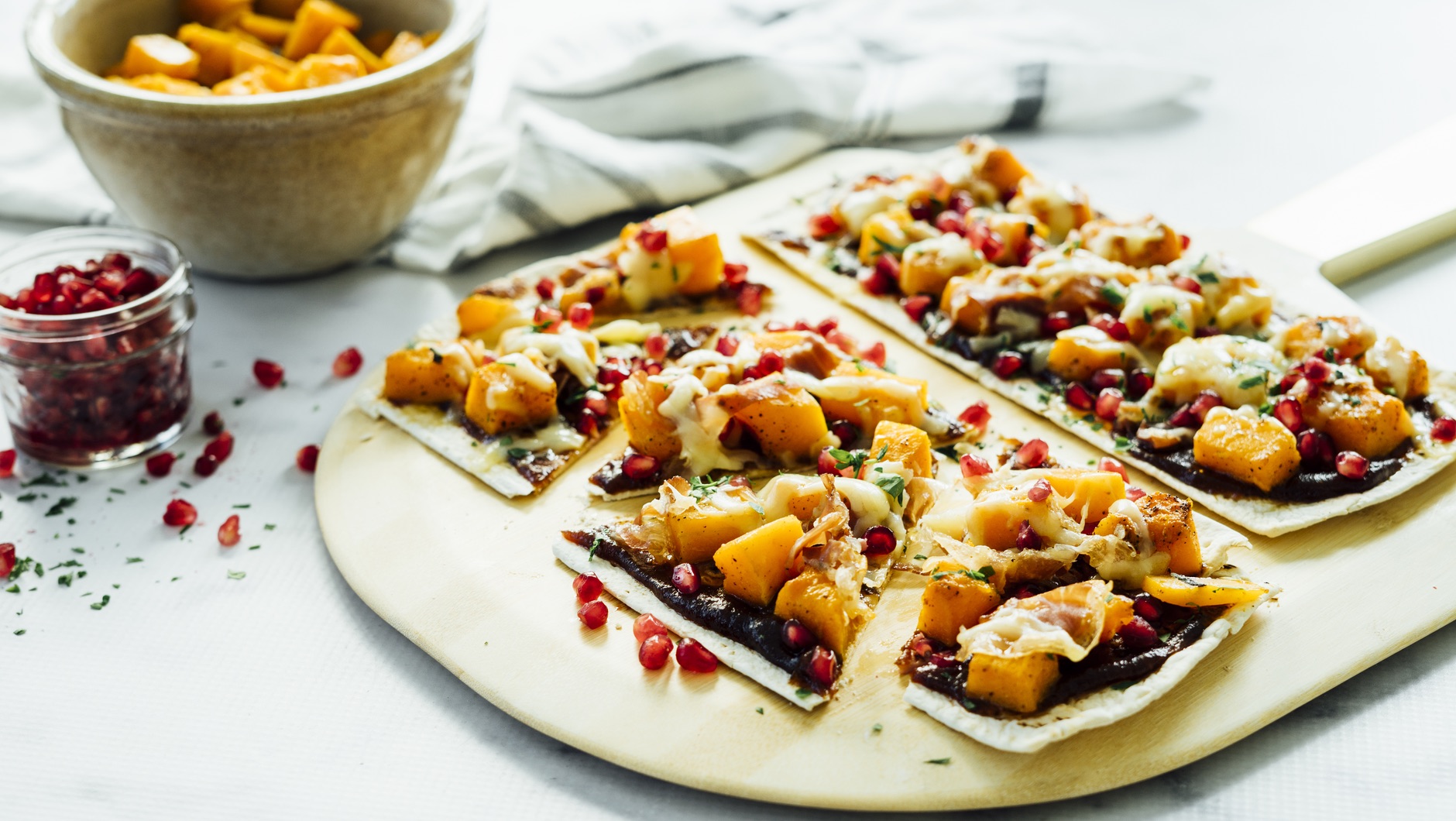 Butternut Apple butter Proscuitto Flatbread Pizza HeroA