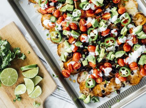 Loaded Sweet Potato Nachos with Ranch