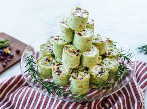 Cranberry and Goat Cheese Christmas Tree Pinwheels
