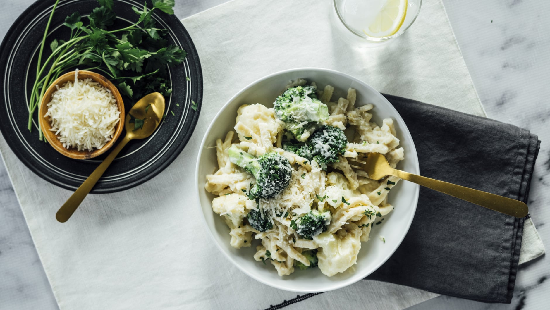 Cauliflower Alfredo with Broccoli Hero