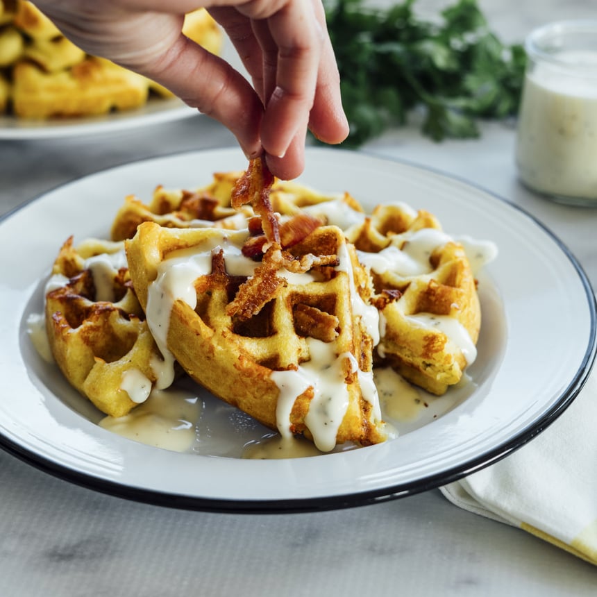 Cheddar Cornbread Waffles with Ranch Bacon Step 5
