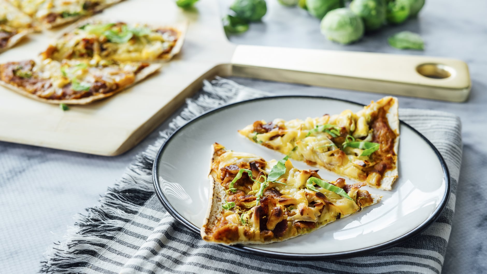 Chipotle Pumpkin and Brussels Sprouts Pizza Hero