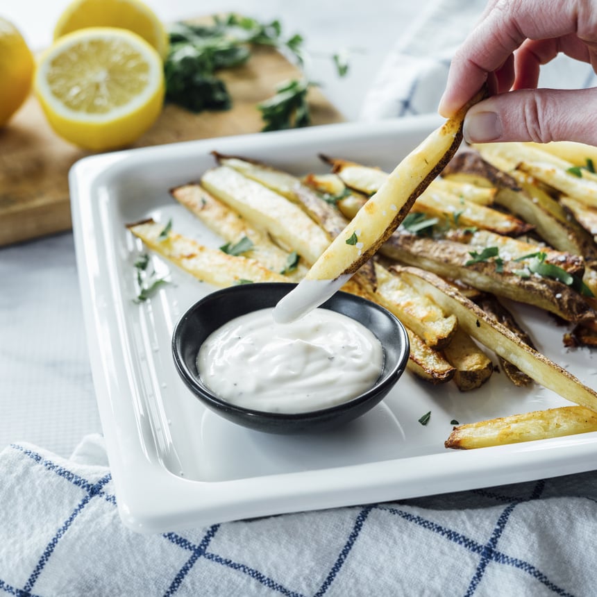 Oven baked french fries with quick aioli Step 5