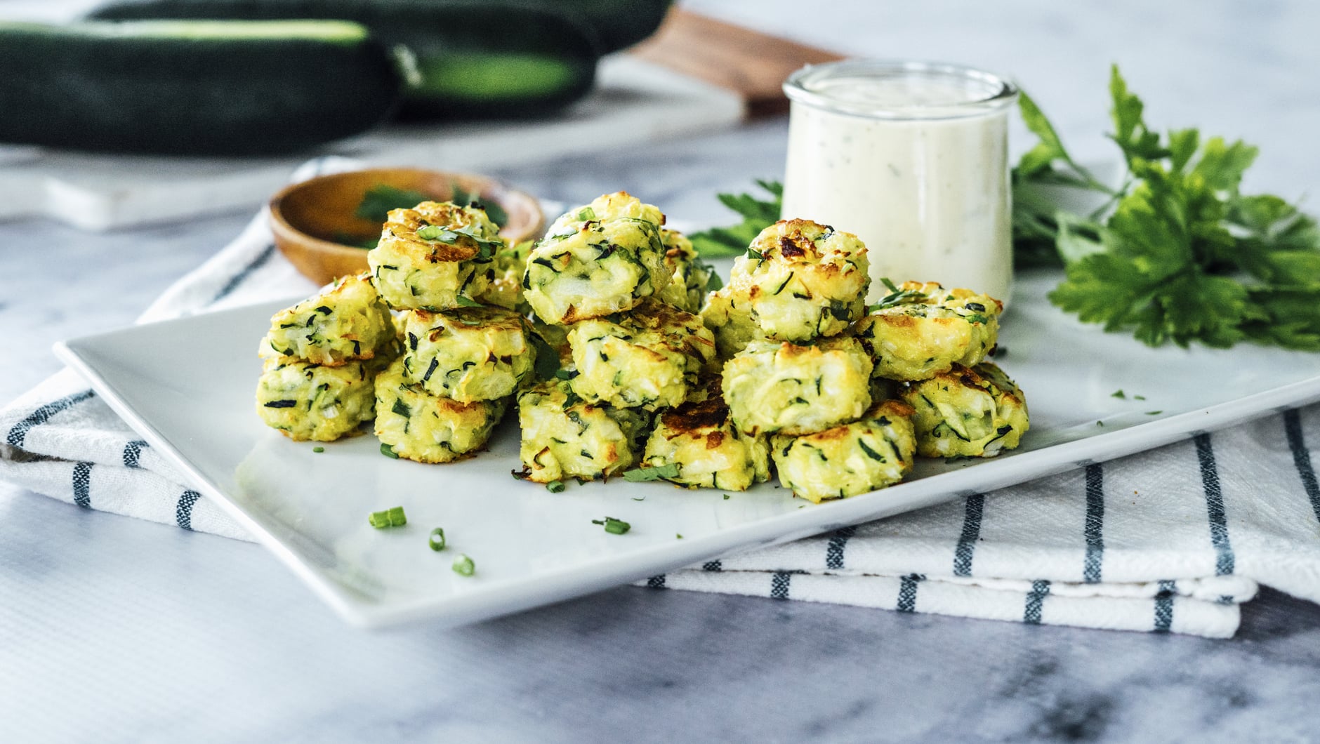 Zucchini Tots with Ranch HeroA