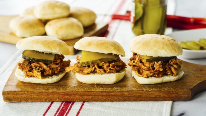 Rhubarb BBQ Pulled Chicken Sliders Hero